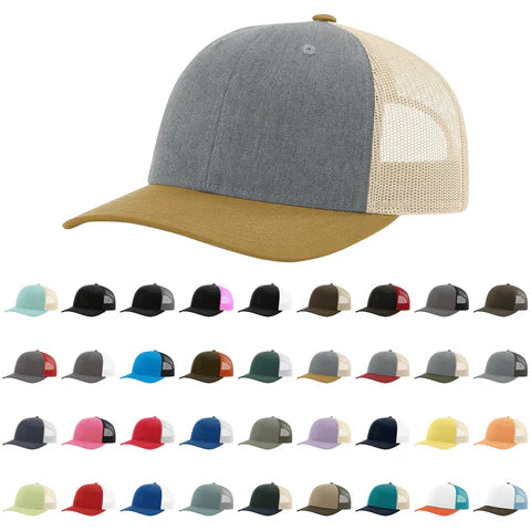 Richardson 115 Low Pro Trucker Cap, Snapback Hat with Custom Leatherette Patch