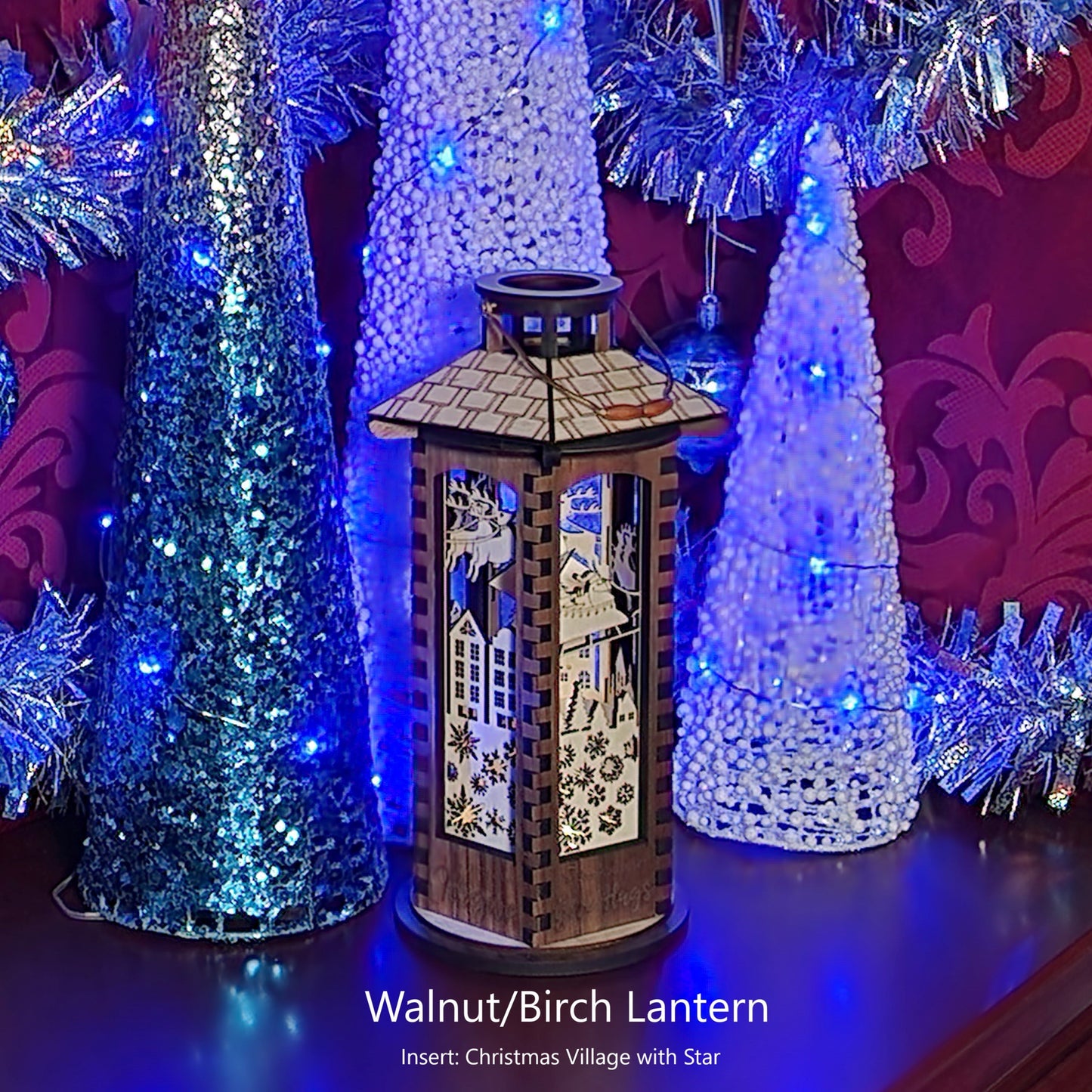 Wooden Lantern, 10 inch