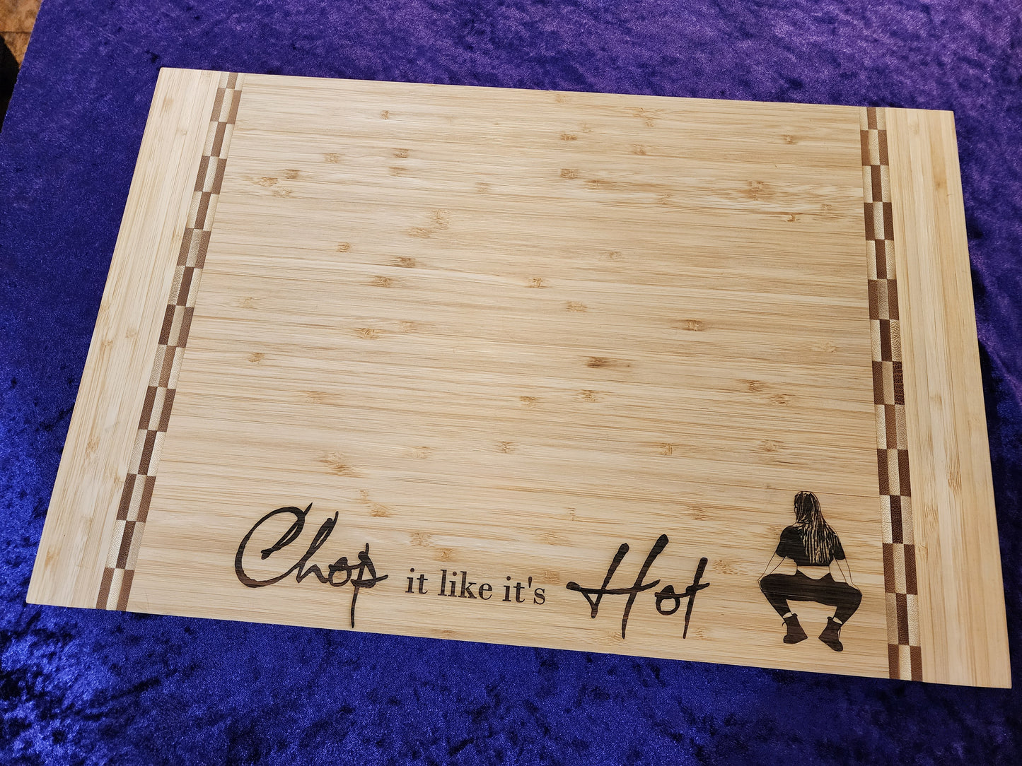 Custom Bamboo Cutting Board with Butcher Block Inlay