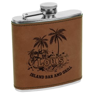 Leatherette Engraved Hip Flask