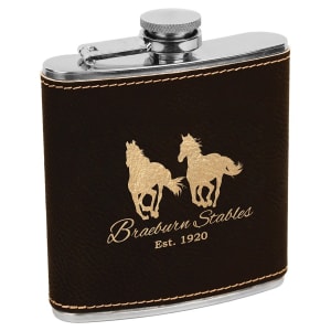 Leatherette Engraved Hip Flask