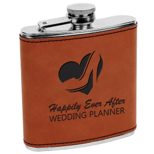 Leatherette Engraved Hip Flask