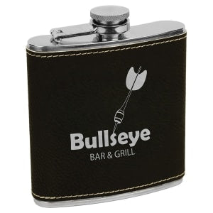 Leatherette Engraved Hip Flask