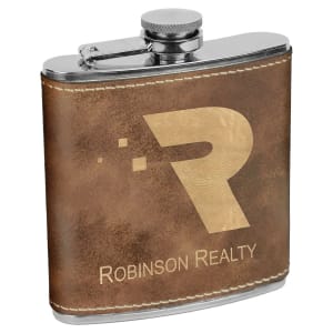 Leatherette Engraved Hip Flask