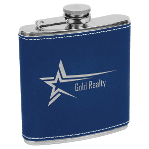 Leatherette Engraved Hip Flask