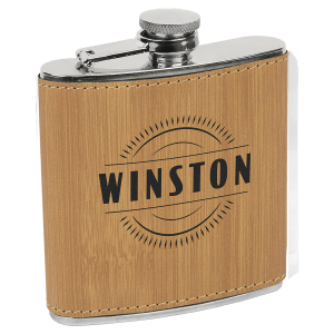 Leatherette Engraved Hip Flask