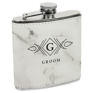 Leatherette Engraved Hip Flask
