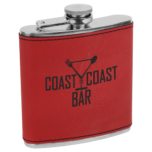 Leatherette Engraved Hip Flask
