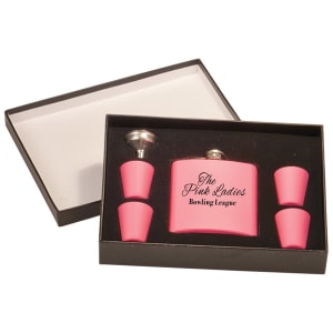 Personalisiertes Kunstleder-Flachmann-Geschenkset