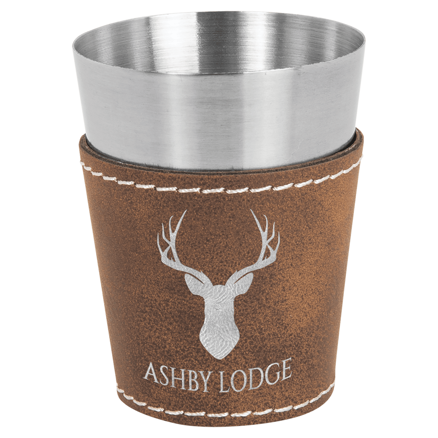 Personalized Leatherette & Stainless-Steel Shot Glasses (set of 2)