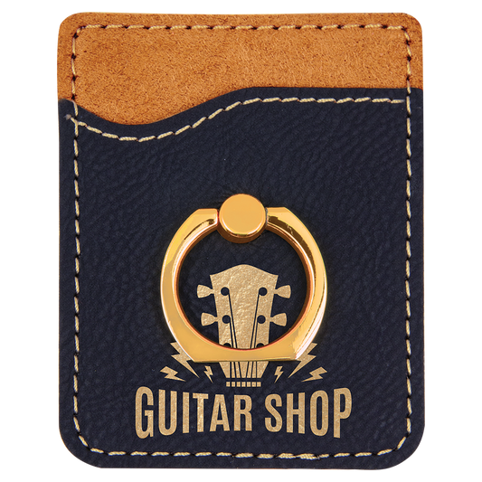 Engraved Leatherette Phone Wallet with Ring