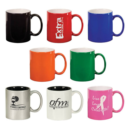 11 oz. Runder, individuell anpassbarer LazerMug aus Keramik