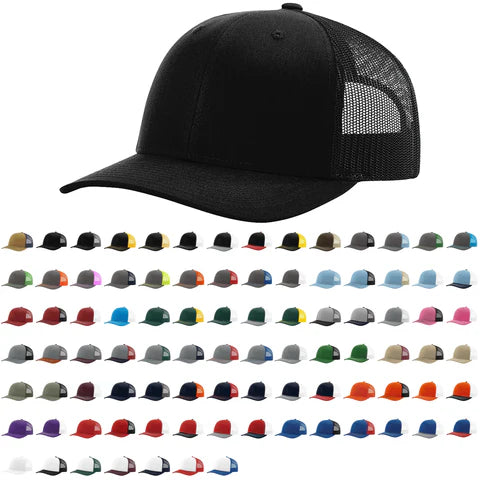 Richardson 112 Trucker Hat Snapback Cap with Custom Leatherette Patch