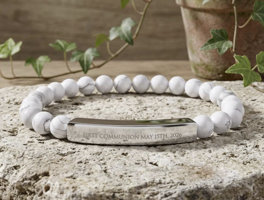 Custom Engraved Natural Stone Bar Bracelet
