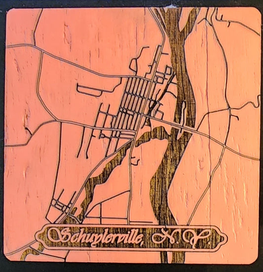 Personalisierte Stadtplan-Untersetzer (4er-Set)