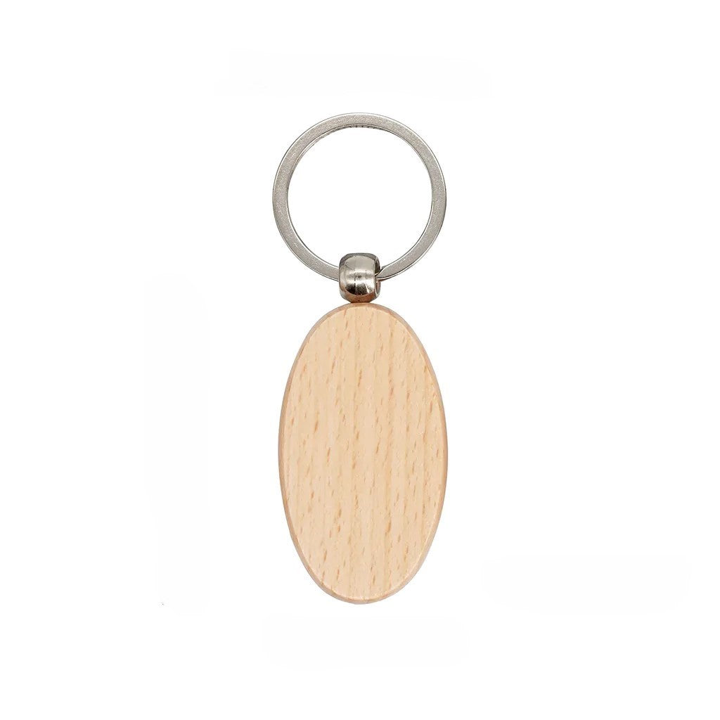 Personalisierter Holz-Schlüsselanhänger, oval