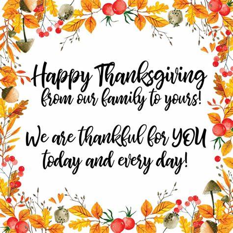 We are Thankful for YOU this Thanksgiving