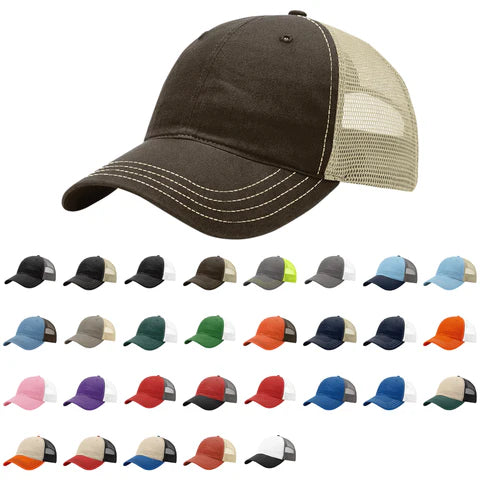 Richardson 111 Garment Washed Trucker Hat with Custom Leatherette Patch