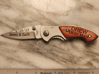 Personalized Rosewood Miniknife with Clip