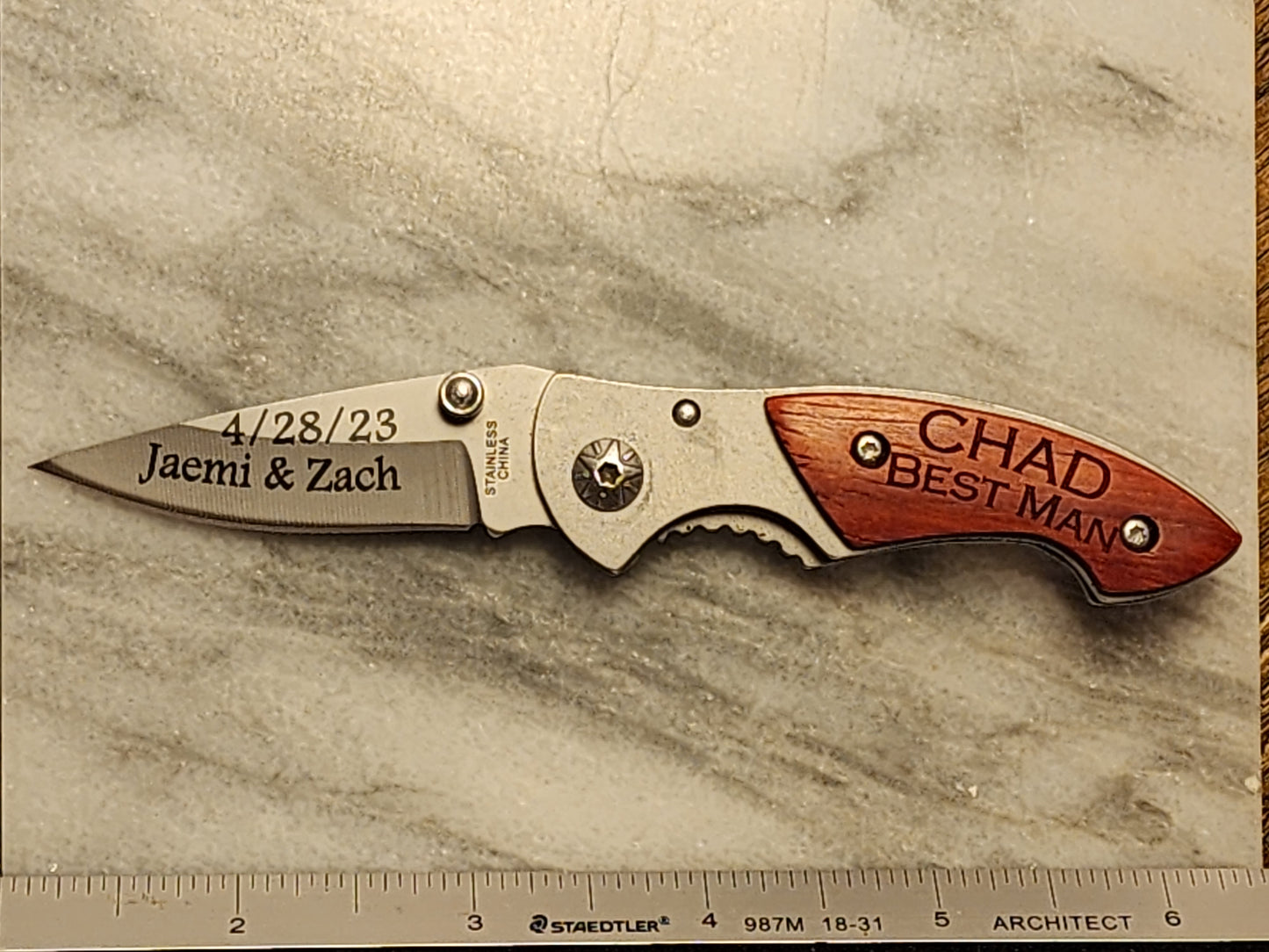 Personalized Rosewood Miniknife with Clip