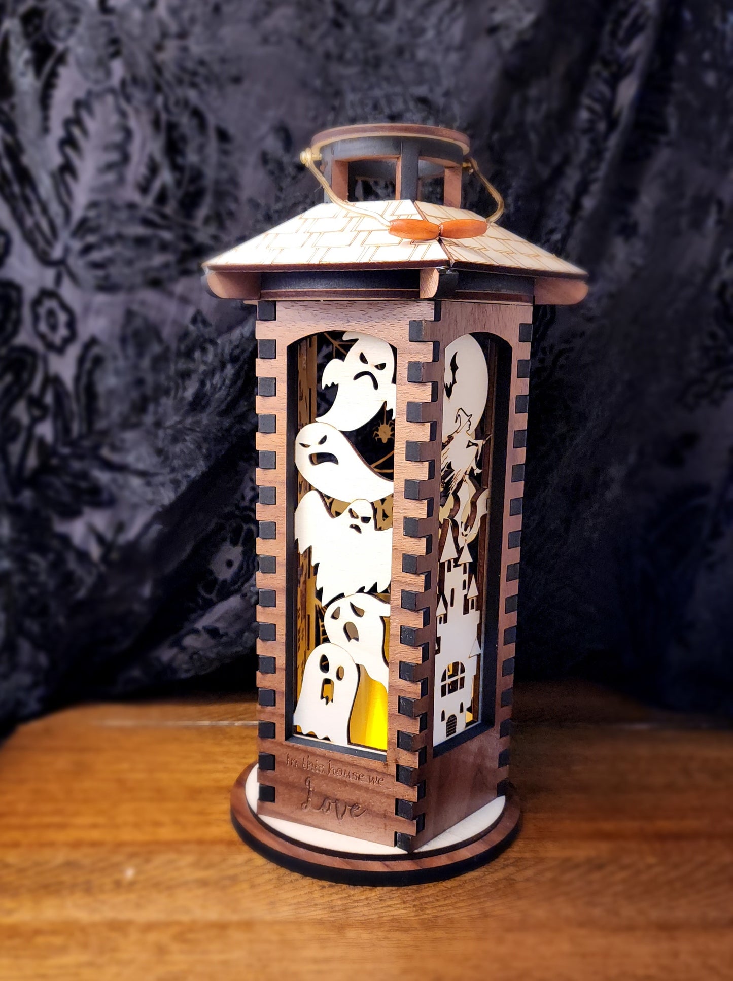 Wooden Lantern, 10 inch