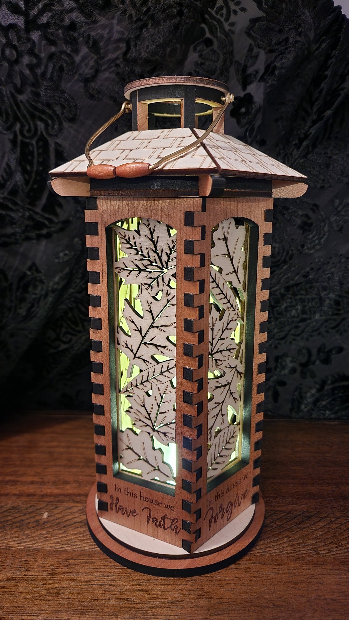 Wooden Lantern, 10 inch