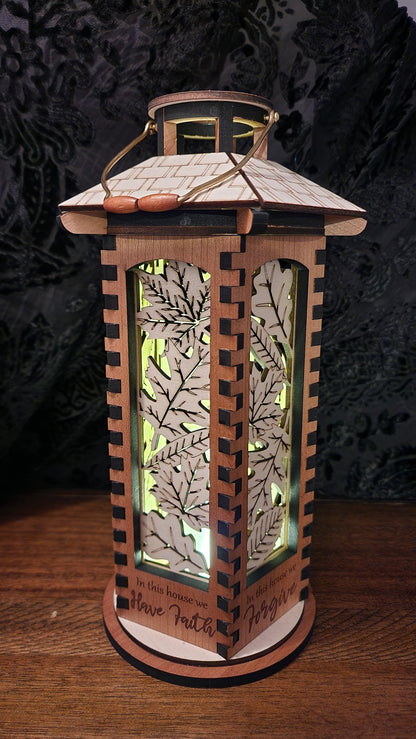 Wooden Lantern, 10 inch