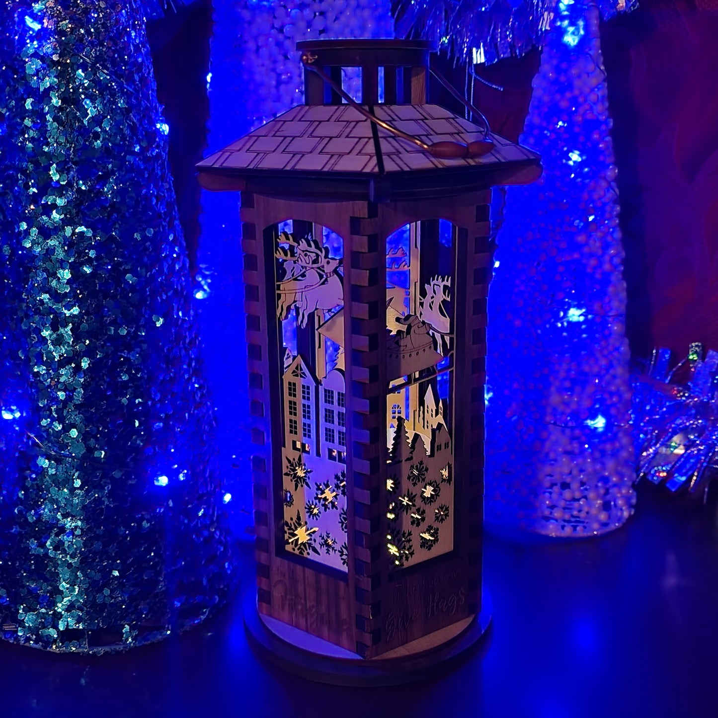 Wooden Lantern, 10 inch