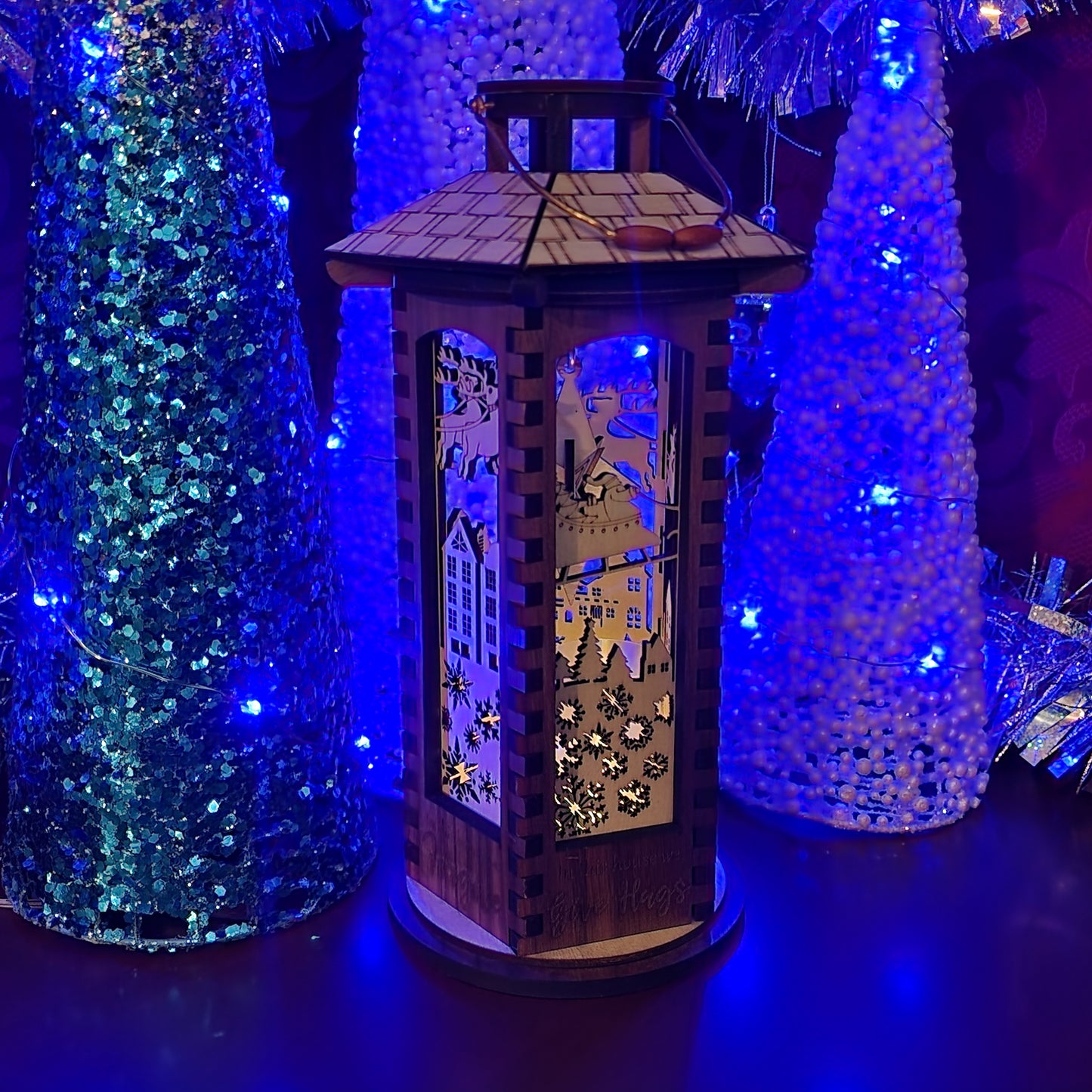 Wooden Lantern, 10 inch