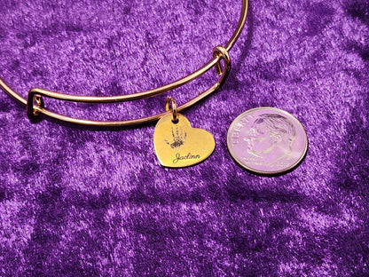 Handprint, Footprint, or Pawprint Charm Bangle Bracelet