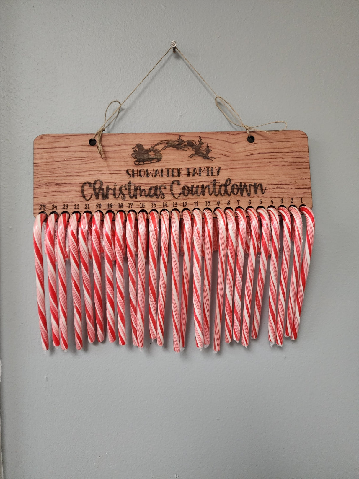 Christmas Candy Cane Countdown with Family Name