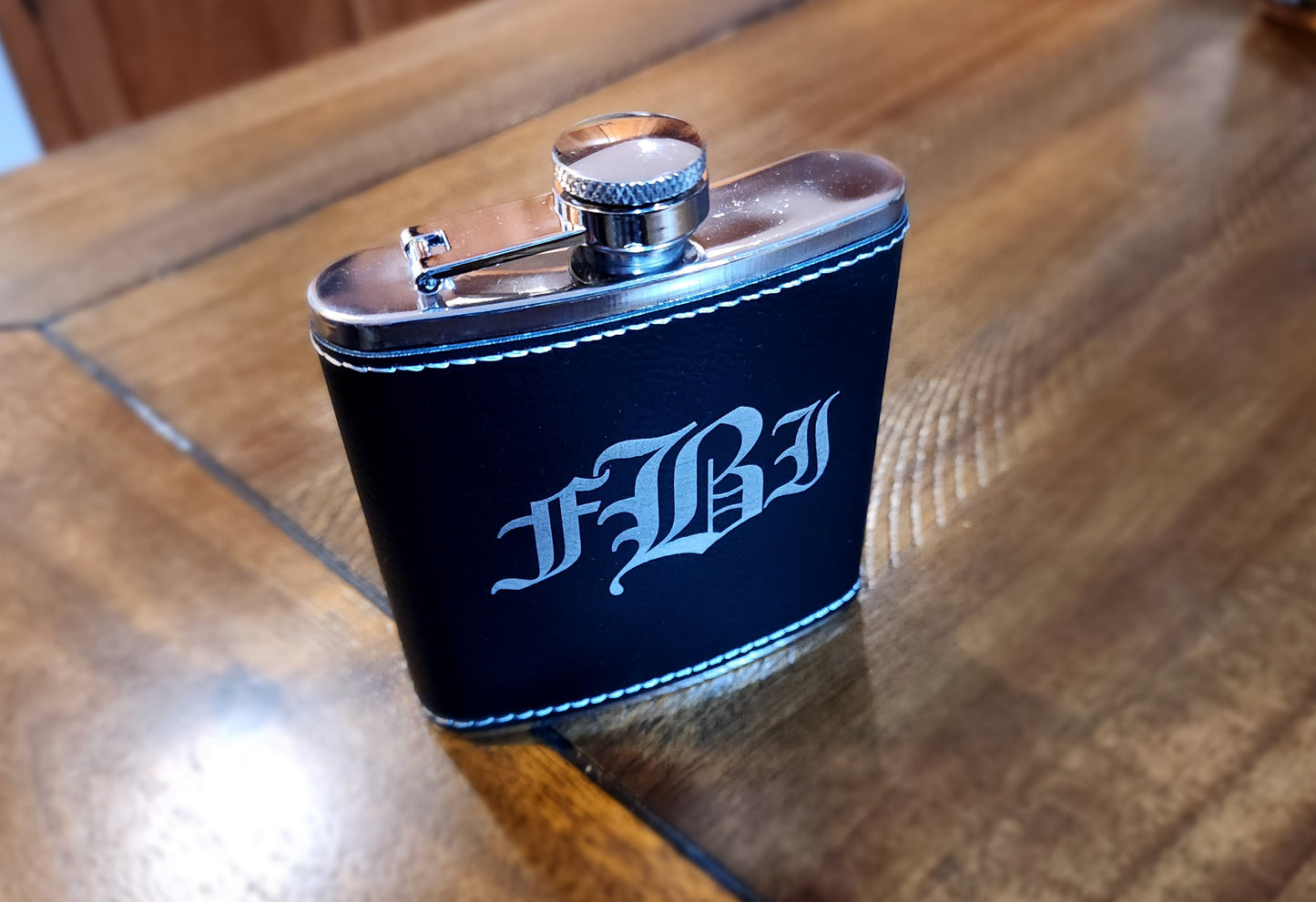 Leatherette Engraved Hip Flask