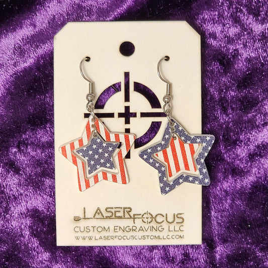 Laser Cut Fourth of July Earrings
