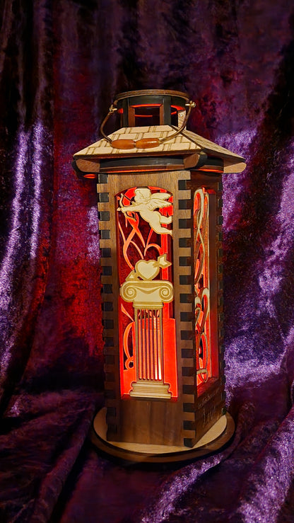 Wooden Lantern, 10 inch