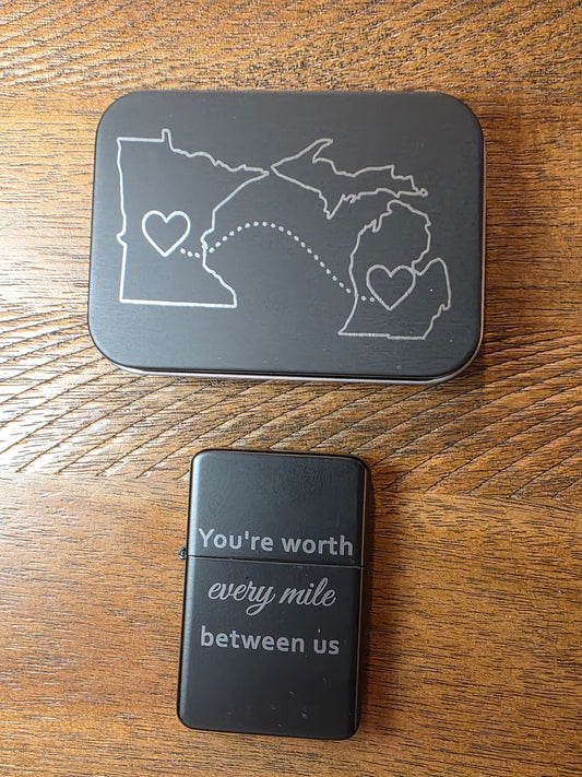 Custom Laser Engraved Lighter with Tin