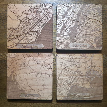 Personalized City Map Coasters (set of 4)