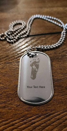 Handprint, Footprint, or Pawprint Custom Dog Tag Necklace