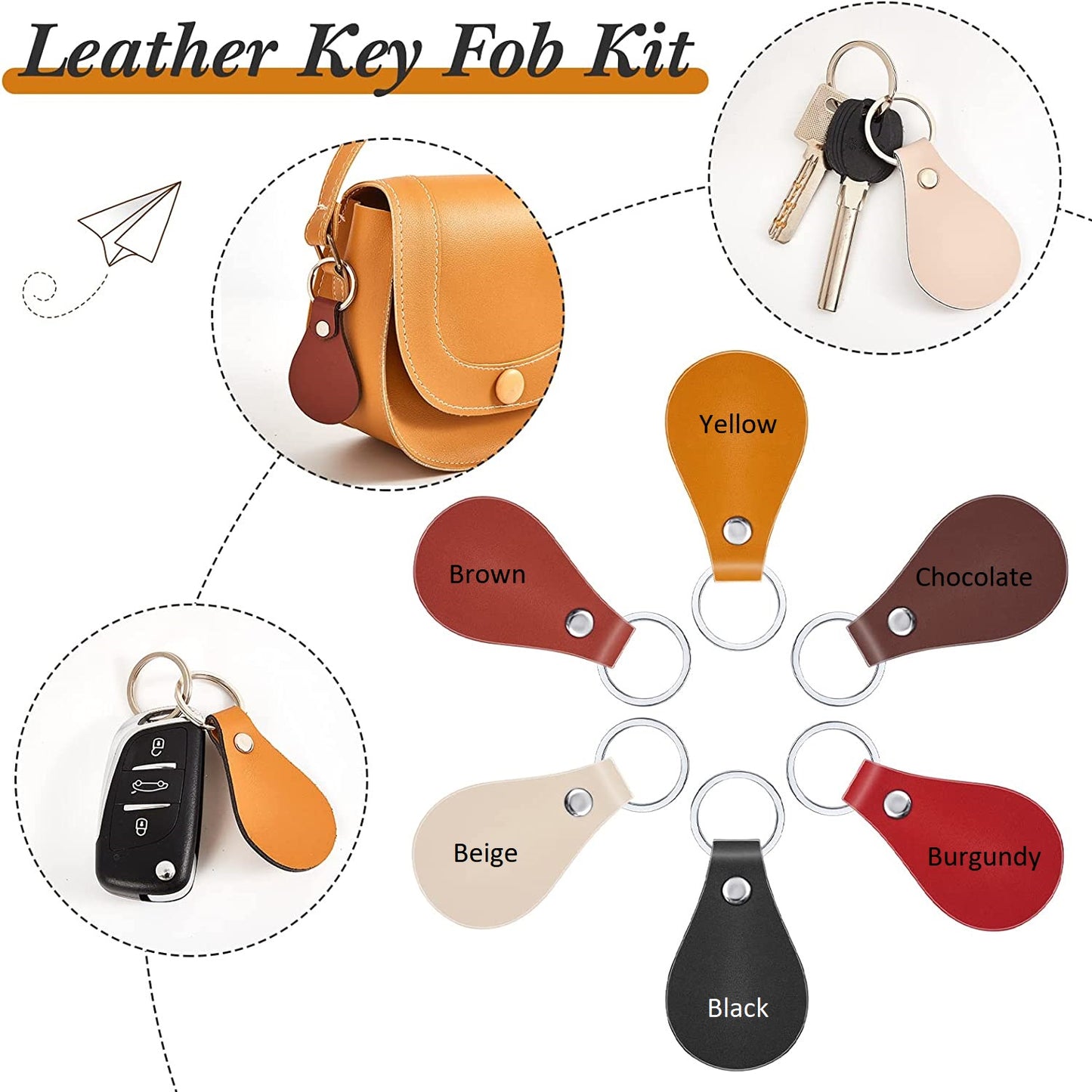 Customized Leatherette Keychain, Round