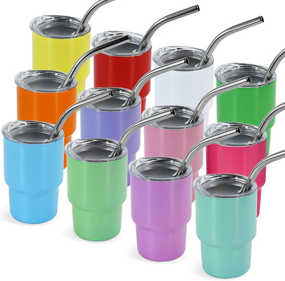 Customized Mini Shot Tumblers w/straw and lid, 3 ounces