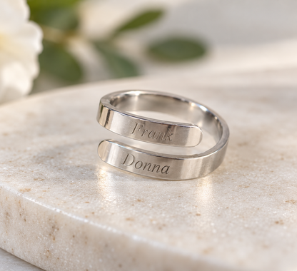 Engraved Double Name Ring