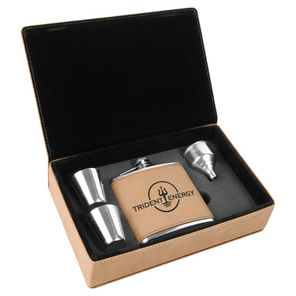 Personalized Leatherette Flask Gift Set