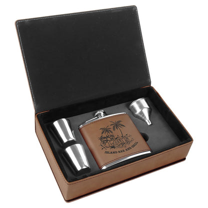 Personalized Leatherette Flask Gift Set