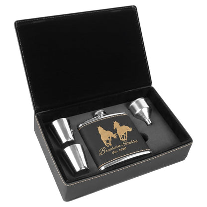 Personalized Leatherette Flask Gift Set