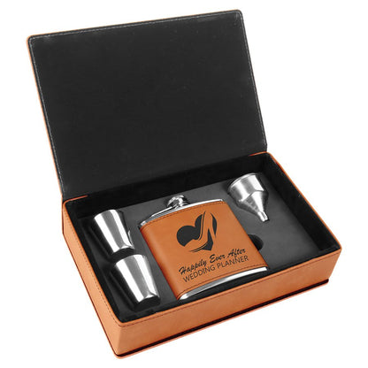 Personalized Leatherette Flask Gift Set