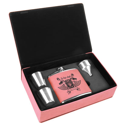 Personalized Leatherette Flask Gift Set