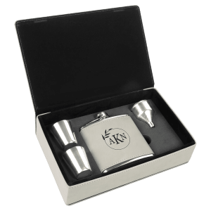 Personalized Leatherette Flask Gift Set