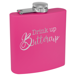 Personalized Stainless Steel Hip Flask, Matte Powder Coated 6oz