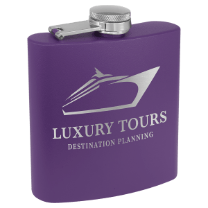 Personalized Stainless Steel Hip Flask, Matte Powder Coated 6oz