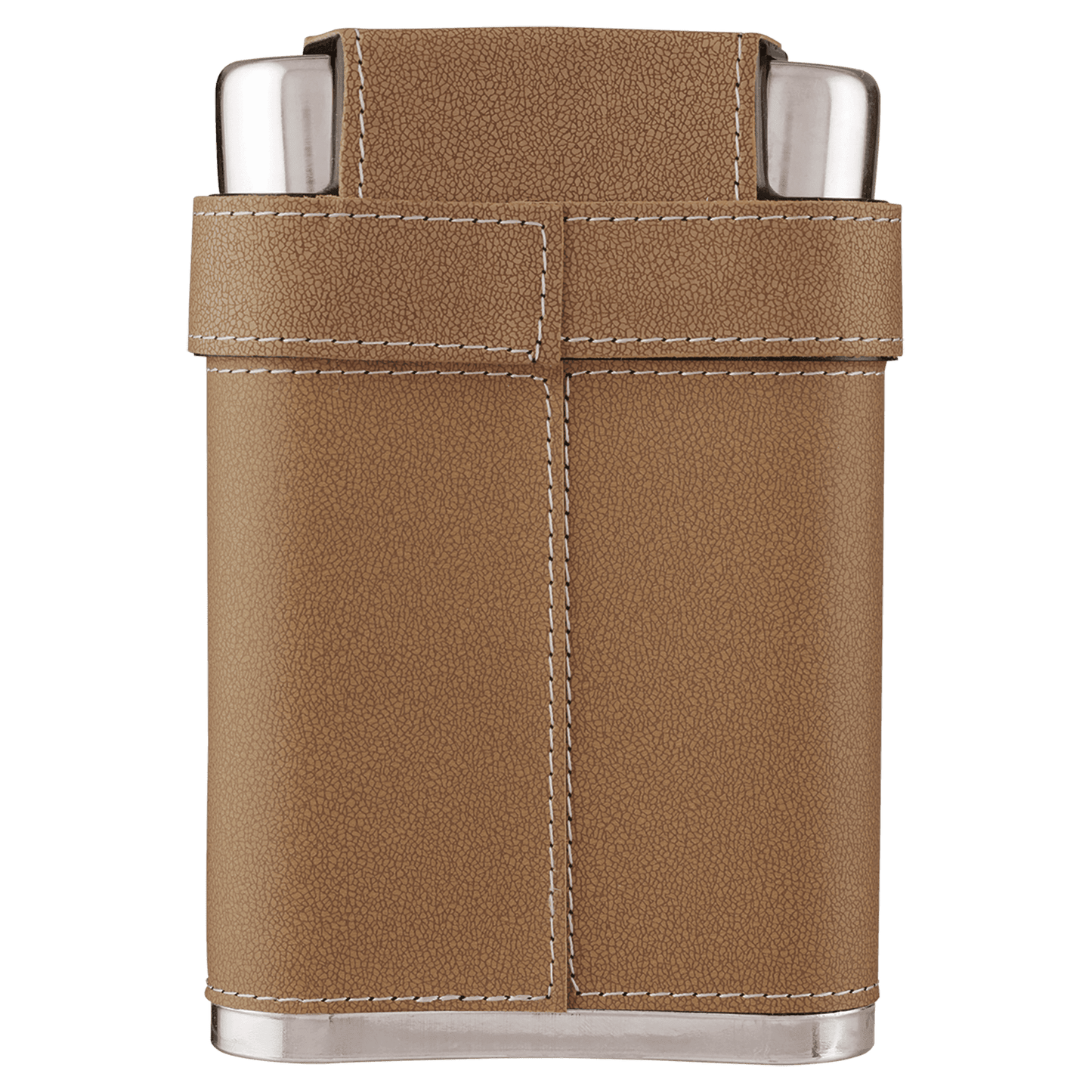 Personalized 7 oz. Leather Flask with Lid & 3 Shot Glasses