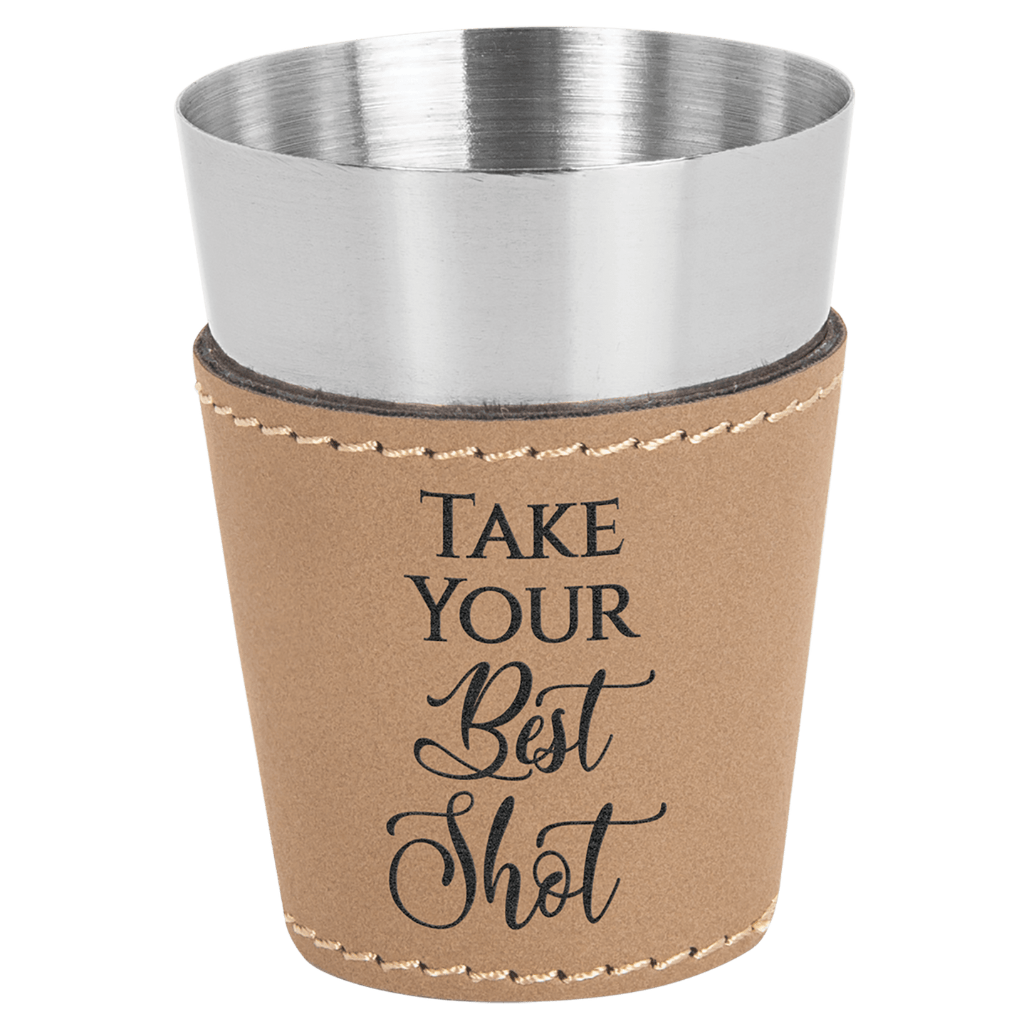 Personalized Leatherette & Stainless-Steel Shot Glasses (set of 2)